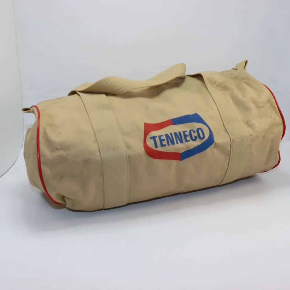 Tenneco Duffle Bag Medium Tan Unisex‎ Vintage Canvas Travel Luggage